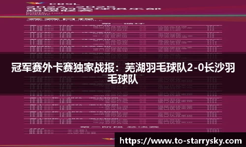 冠军赛外卡赛独家战报：芜湖羽毛球队2-0长沙羽毛球队